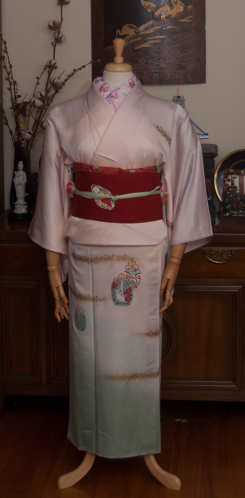 Japanese Hina Doll Rabbit Bunny Ceramic Figure Set Hinamatsuri Kimono